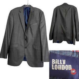 Billy London‎ mens blazer sport coat suit jacket 42L gray 2-button office career